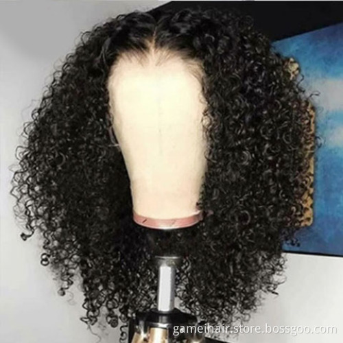 Curly Human Hair Wig Short Bob Lace Front Human Hair Wigs for Black Women Pre-plucked with Baby Hair Remy Lace Front Wig